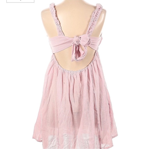 FREE PEOPLE NWT MINI DRESS Lilac Blissful Breeze Linen Cotton - Picture 4 of 5